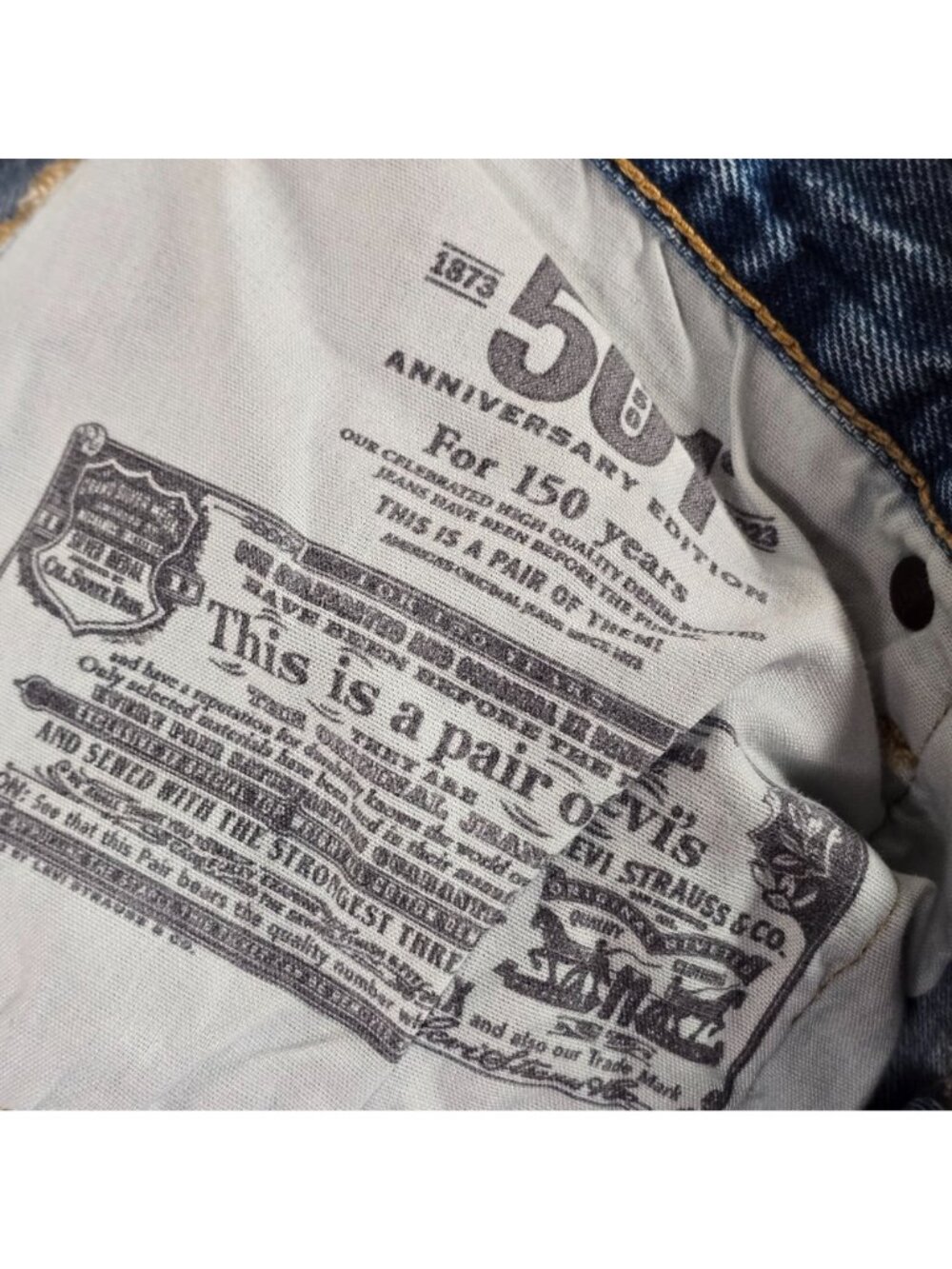 Levi's Mens 501 Buttonfly Light Wash Jeans Size 30x30 DIY Heart Stitch 150th - Picture 12 of 14